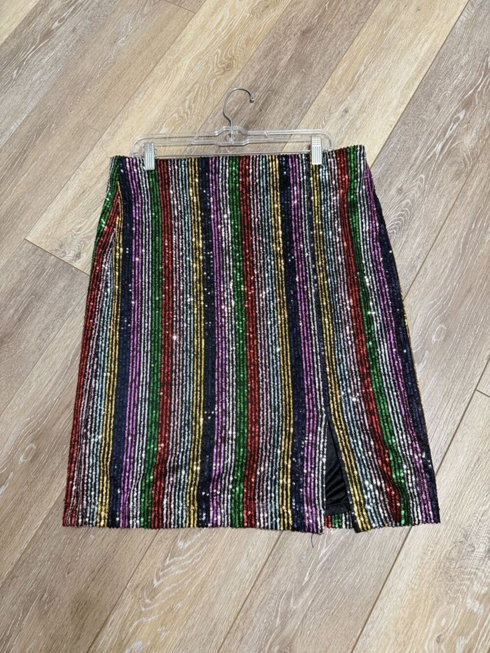 NWT INC International Concepts Rainbow Sequin Pencil Skirt L - Picture 2 of 7